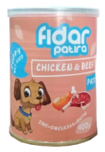 کنسرو غذای توله سگ فیدار پاتیرا مدل پته مرغ و گوشت وزن 400 گرم